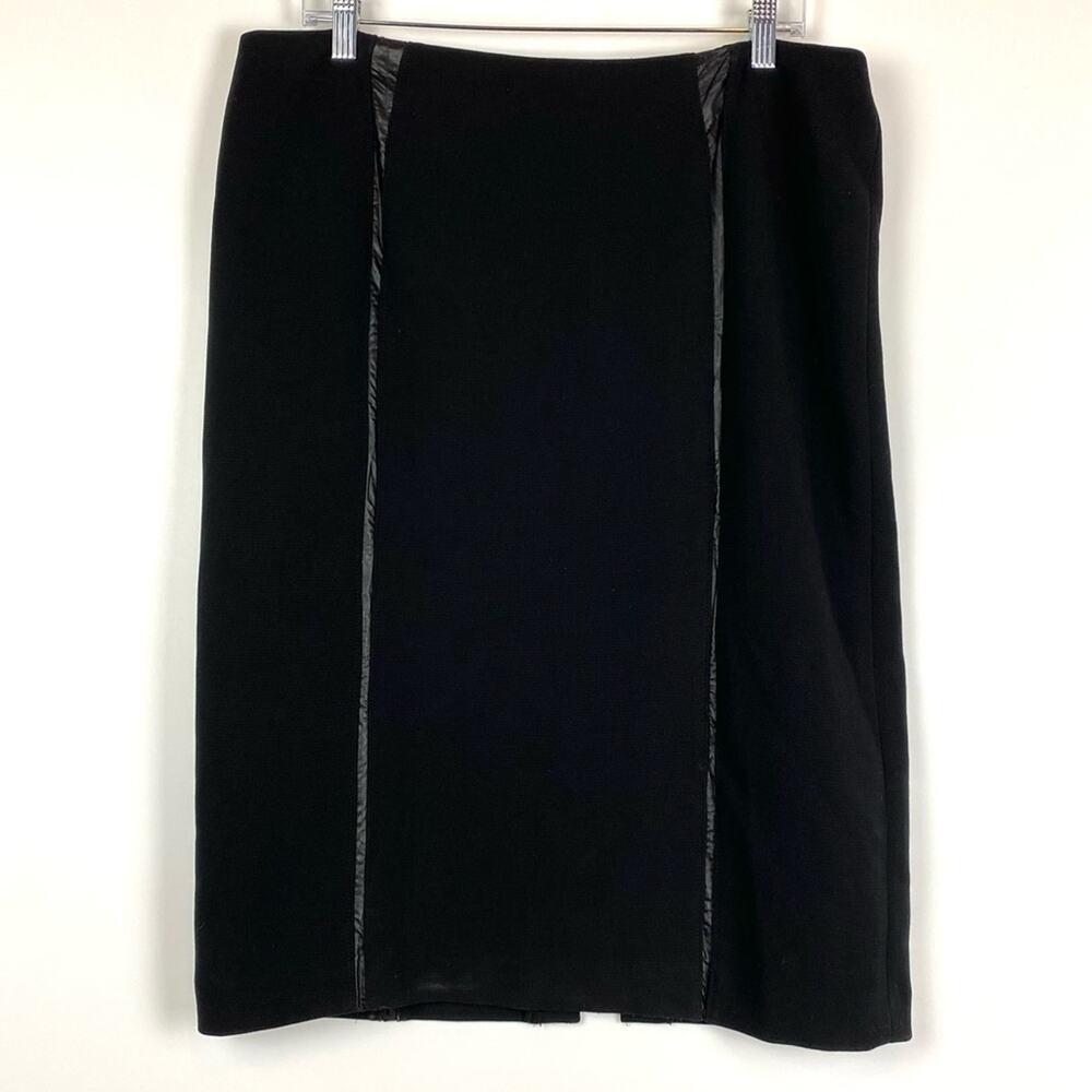 Peter Nygard Black Pencil Skirt Pleather Dart Accents Womens Size 14 - Picture 3 of 12